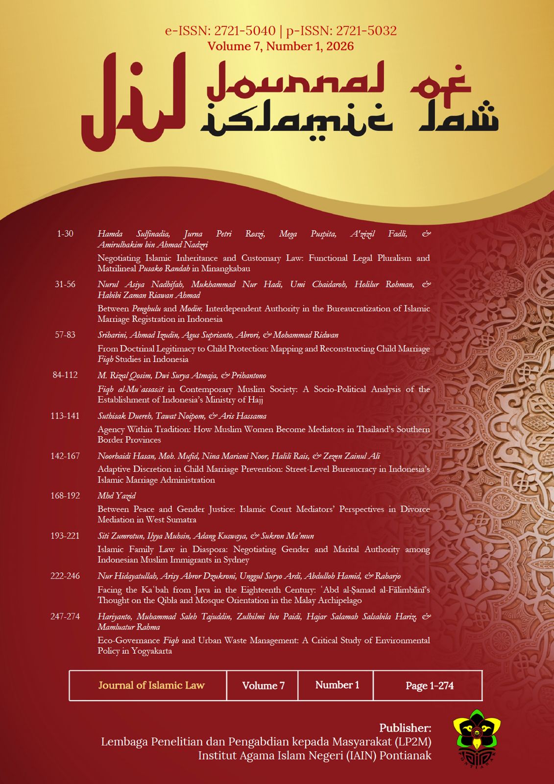 					View Vol. 7 No. 1 (2026): Journal of Islamic Law
				